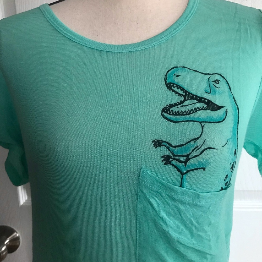T-rex women's shirt! Size Large. BRAND NEW. Mint Green